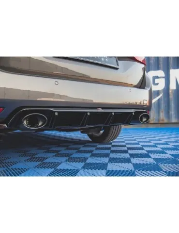 Lame / Diffuseur du Pare-chocs Arrière + Canule d'échappement Inox factice PEUGEOT 308 SW MK2 Facelift   - Maxton