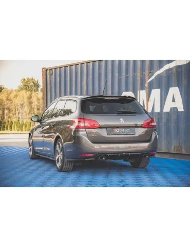 Lame / Diffuseur du Pare-chocs Arrière + Canule d'échappement Inox factice PEUGEOT 308 SW MK2 Facelift   - Maxton