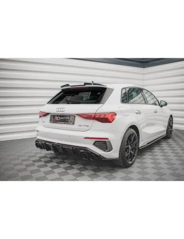 Lame / Diffuseur du Pare-chocs Arrière + Canule d'échappement Inox factice AUDI A3 S-LINE Sportback 8Y    Chrome - Maxton