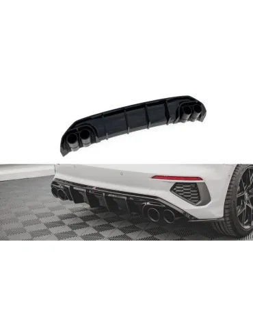Lame / Diffuseur du Pare-chocs Arrière + Canule d'échappement Inox factice AUDI A3 S-LINE Sportback 8Y   - Maxton