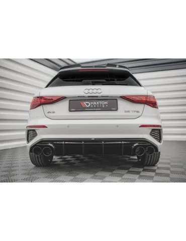 Lame / Diffuseur du Pare-chocs Arrière + Canule d'échappement Inox factice AUDI A3 S-LINE Sportback 8Y   - Maxton