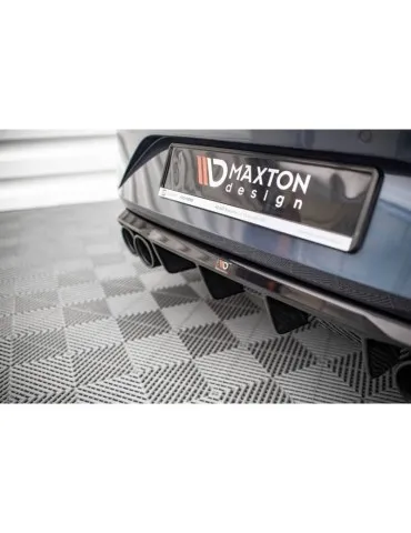 Lame / Diffuseur du Pare-chocs Arrière + Canule d'échappement Inox factice SEAT LEON FR Hatchback Mk4    Chrome - Maxton