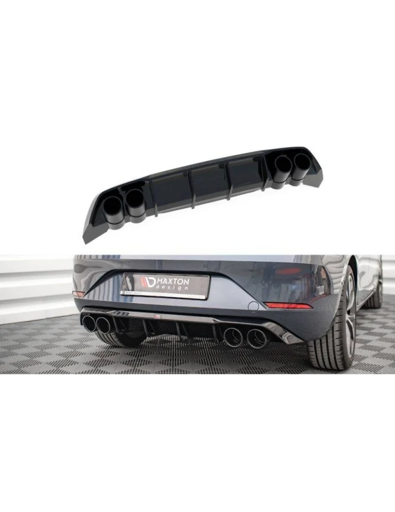 Lame / Diffuseur du Pare-chocs Arrière + Canule d'échappement Inox factice SEAT LEON FR Hatchback Mk4   - Maxton
