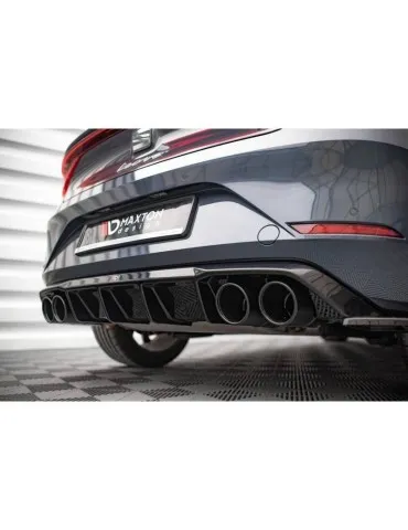 Lame / Diffuseur du Pare-chocs Arrière + Canule d'échappement Inox factice SEAT LEON FR Hatchback Mk4   - Maxton