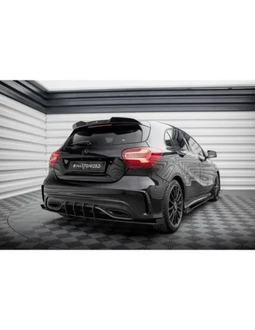 Gamme Street Pro Lame de Pare-chocs Arrière + Volets latéraux MERCEDES-BENZ A AMG-Line W176 Facelift - Maxton