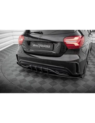 Gamme Street Pro Lame de Pare-chocs Arrière + Volets latéraux MERCEDES-BENZ A AMG-Line W176 Facelift - Maxton