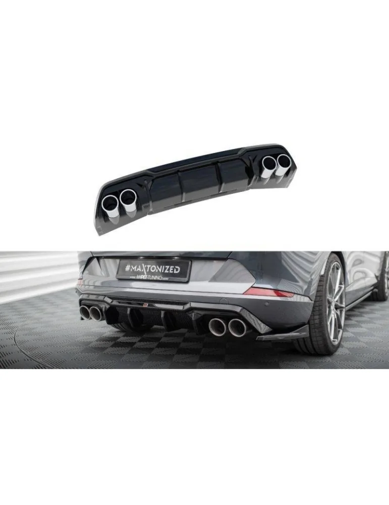 Lame / Diffuseur du Pare-chocs Arrière V.3 + Canule d'échappement Inox factice CUPRA FORMENTOR MK1    Chrome - Maxton