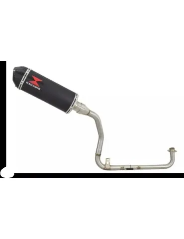 MSX 125 GROM 1-1 Exhaust System with 300mm Oval Black Painted Stainless Steel Silencer + Carbon Fibre Tip