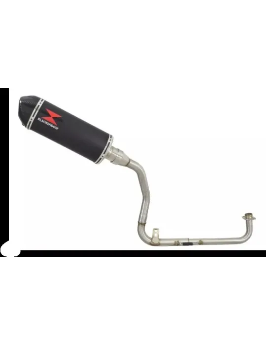 MSX 125 GROM 1-1 Exhaust System with 300mm Oval Black Painted Stainless Steel Silencer + Carbon Fibre Tip