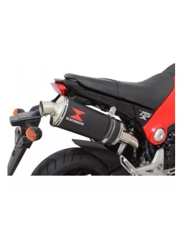 MSX 125 GROM 1-1 Exhaust System with 300mm Oval Black Painted Stainless Steel Silencer + Carbon Fibre Tip
