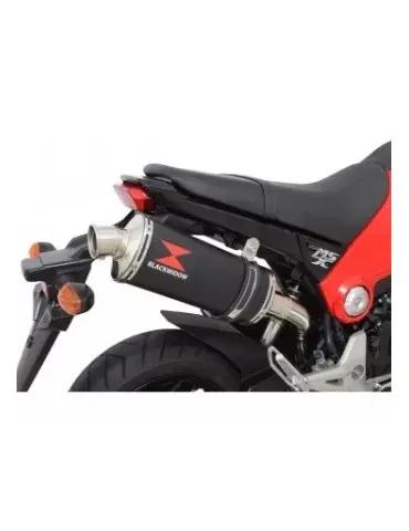 MSX 125 GROM 1-1 Exhaust System with 300mm Oval Black Painted Stainless Steel Silencer + Carbon Fibre Tip
