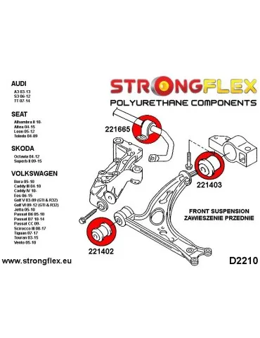 Silent block Polyuréthane Triangle de Suspension Audi A3 8P 03-12