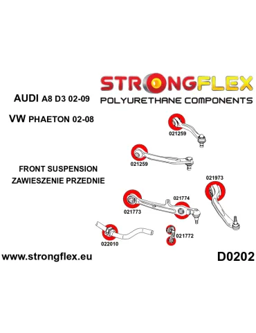 Silent block Polyuréthane Arrière Triangle de suspension Avant Inférieur75mm SPORT Audi A5 F5 (16-) Quattro / S5 / RS5