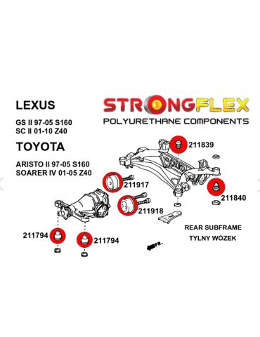 Silent block Polyuréthane différenciel Arrière Lexus GS II 97-05