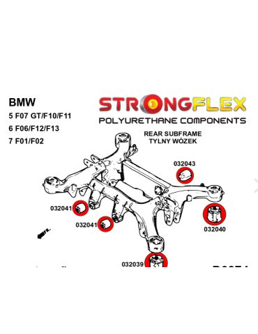  Silent block Polyuréthane Berceau Arrière BMW Seria 6 III (11-18) F06 / F12 F13 2 Roues motrices
