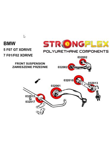  Silent block Polyuréthane SPORT Barre stabilisatrice Avant BMW Seria 5 VI (10-17) F10 / F11 Sedan xDrive
