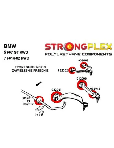  Silent block Polyuréthane SPORT Barre stabilisatrice Avant BMW Seria 5 VI (10-17) F10 / F11 Touring 2 Roues motrices

