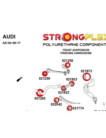 Silent block Polyuréthane Arrière Triangle de suspension Avant Inférieur75mm Audi A4 B9 (15-23) Quattro & Allroad / S4 / RS4