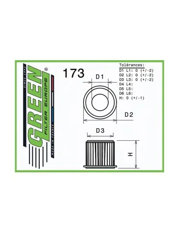 Filtre à air pour VOLVO C30 1,6L (100 cv) années 12/0610/10