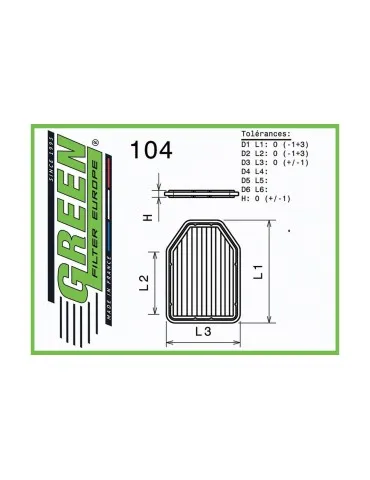 Filtre à air pour PORSCHE 911 (991) 4,0L GT3 H6 (Kit de 2 filtres) (500 cv) années 1718