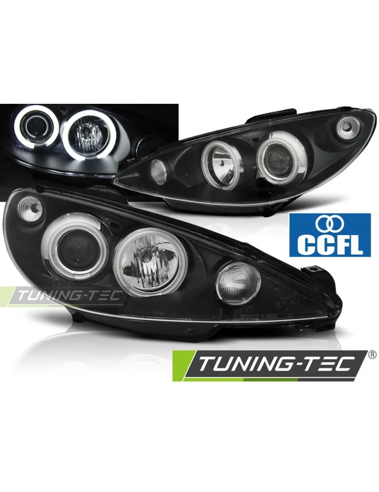 Phares noirs pour PEUGEOT 206 02