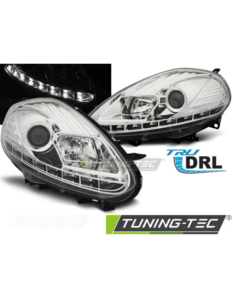 Phares à LED chromés pour FIAT PUNTO EVO 10.09-12