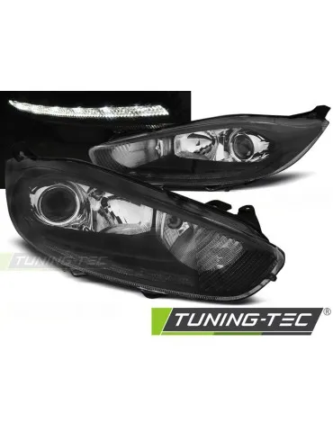 Phares à LED noirs pour FORD FIESTA MK7 13-16