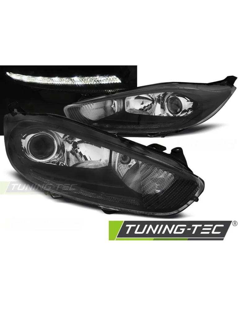 Phares à LED noirs pour FORD FIESTA MK7 13-16