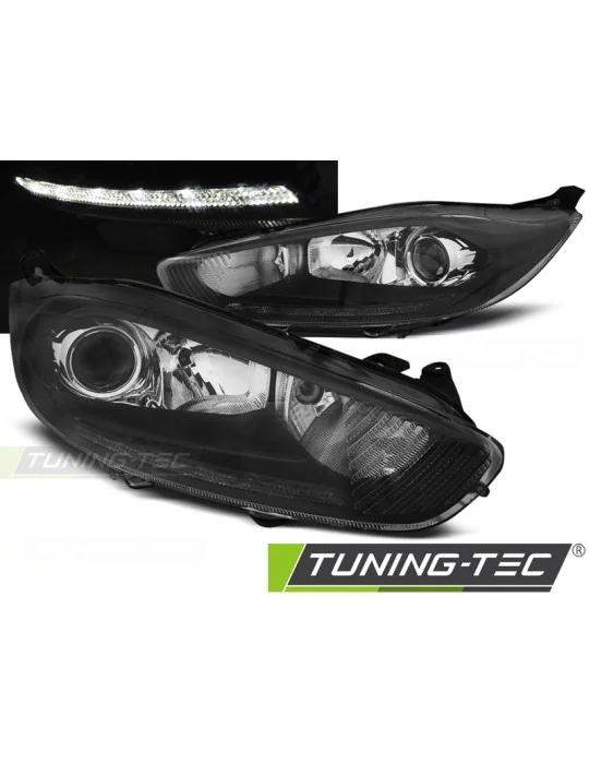 Phares à LED noirs pour Ford Fiesta MK7 (2013 - 2016)