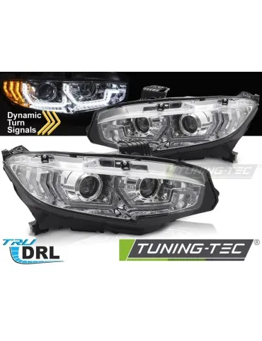 Phares chromés pour HONDA CIVIC X 16-21