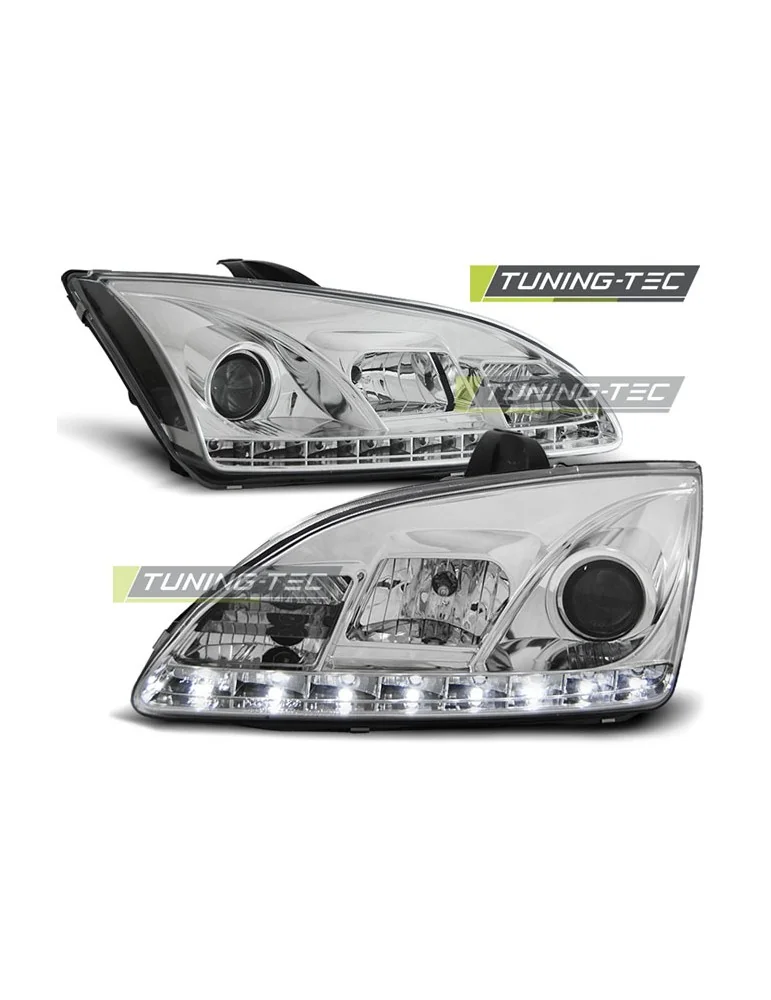 Phares à LED chromés pour FORD FOCUS II 09.04-01.08