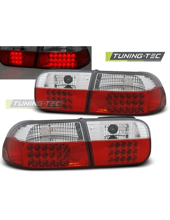 Feux arrière à LED rouges blancs pour Honda Civic 2 portes/4 portes (1991 - 1995)