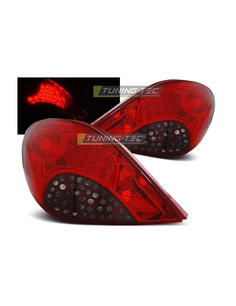 Feux arrière à LED fumés rouges pour PEUGEOT 207 3 portes/5 portes 05.06-06.09
