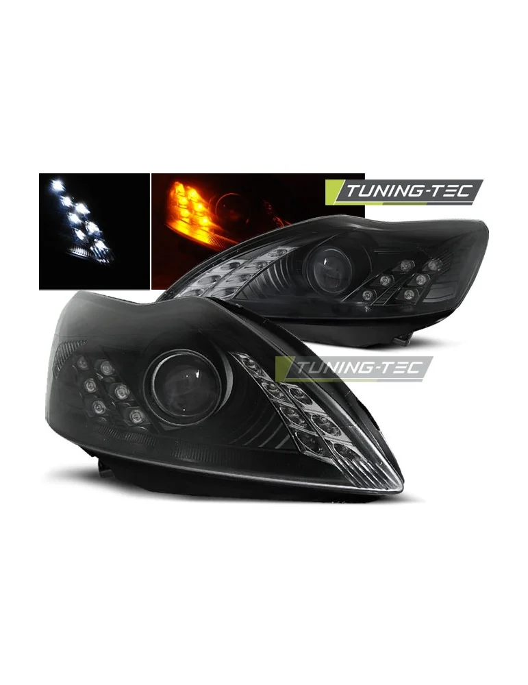 Phares à LED noirs pour FORD FOCUS 02.08-10