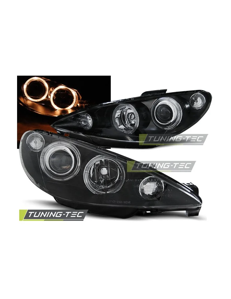 Phares noirs pour PEUGEOT 206 02-ANGEL