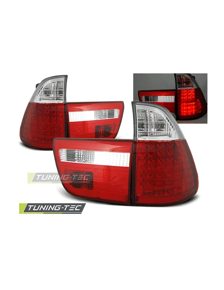 Feux arrière à LED rouges blancs pour BMW X5 E53 09.99-10.03