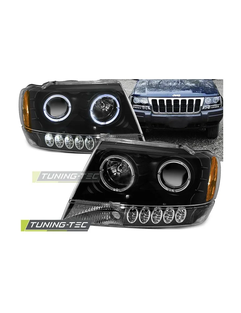 Phares noirs pour CHRYSLER JEEP GRAND CHEROKEE 99-05.05