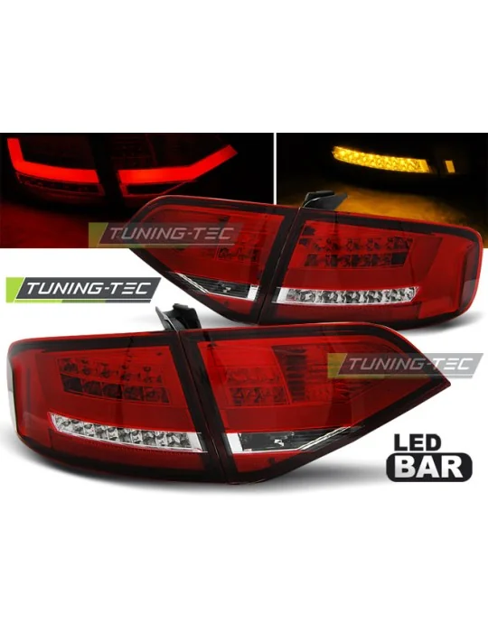 Feux arrière à LED rouges blancs pour Audi A4 B8 Berline (2008 - 2011)