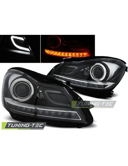 Phares à LED noirs pour Mercedes W204 (à partir de 2011)