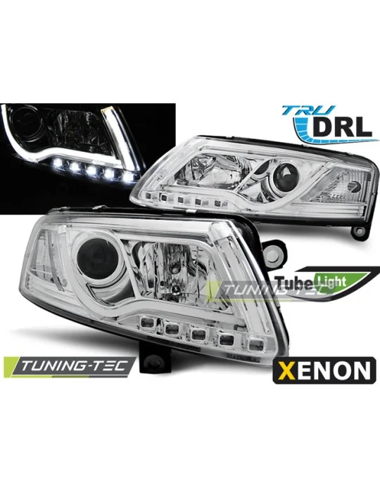 Phares au xénon chromés pour Audi A6 C6 (2004 - 2008)
