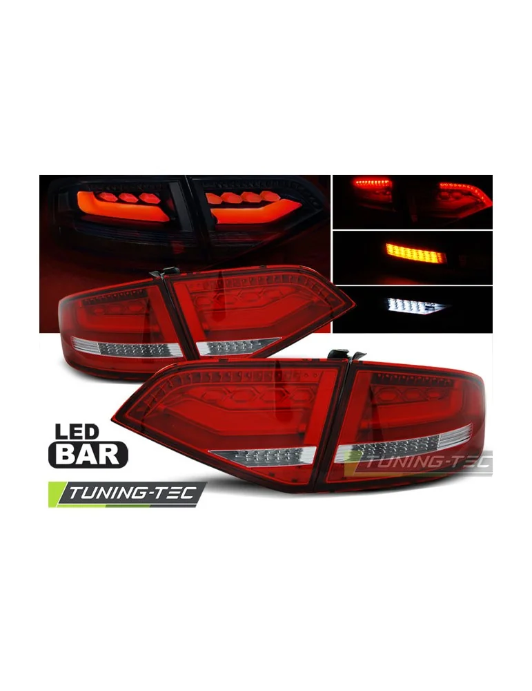 Feux arrière à LED rouges blancs pour AUDI A4 B8 08-11 Berline