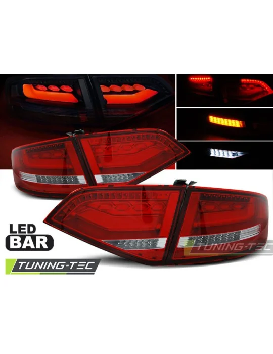 Feux arrière à LED rouges blancs pour Audi A4 B8 Berline (2008 - 2011)