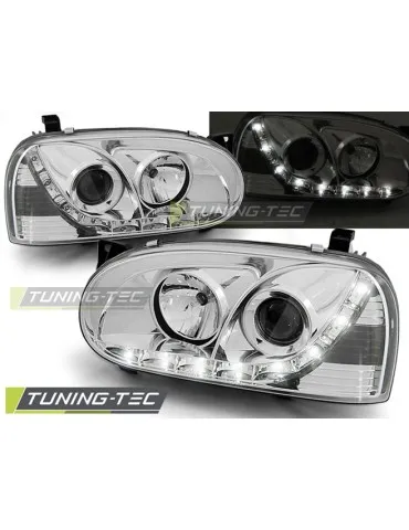 Phares à LED chromés pour VW GOLF 3 91-97
