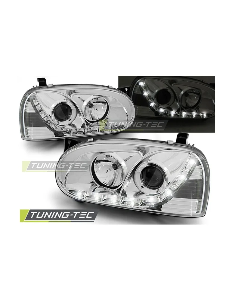 Phares à LED chromés pour VW GOLF 3 91-97
