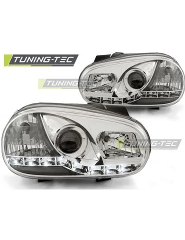 Phares à LED chromés pour VW GOLF 4 09.97-09.0