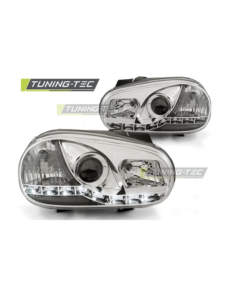 Phares à LED chromés pour VW GOLF 4 09.97-09.0