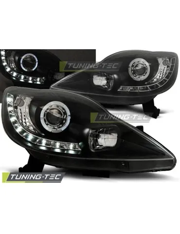 Phares à LED noirs pour PEUGEOT 107 05-11