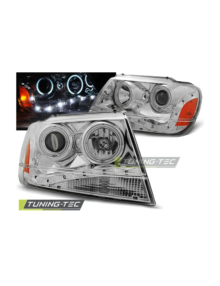 Phares à LED chromés pour CHRYSLER JEEP GRAND CHEROKEE 99-05.05