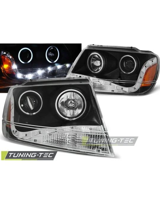 Phares à LED noirs pour Chrysler Jeep Grand Cherokee (1999 - 2005)