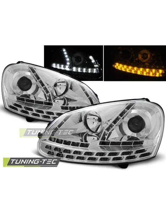 Phares à LED chromés pour VW Golf 5 (2003 - 2008)